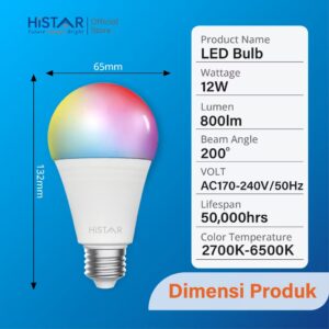 HiSTAR Lampu Pintar LED 12W RGB+CCT Bluetooth